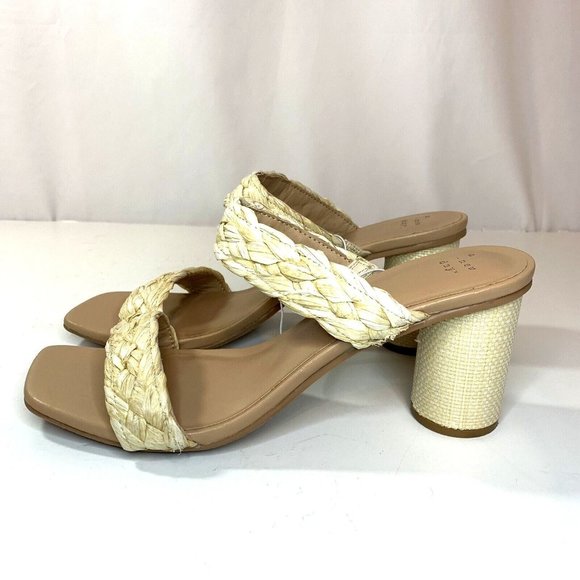 A New Day Womens Basil Heels Sandals Tan Brown Braided Straps - Picture 4 of 10